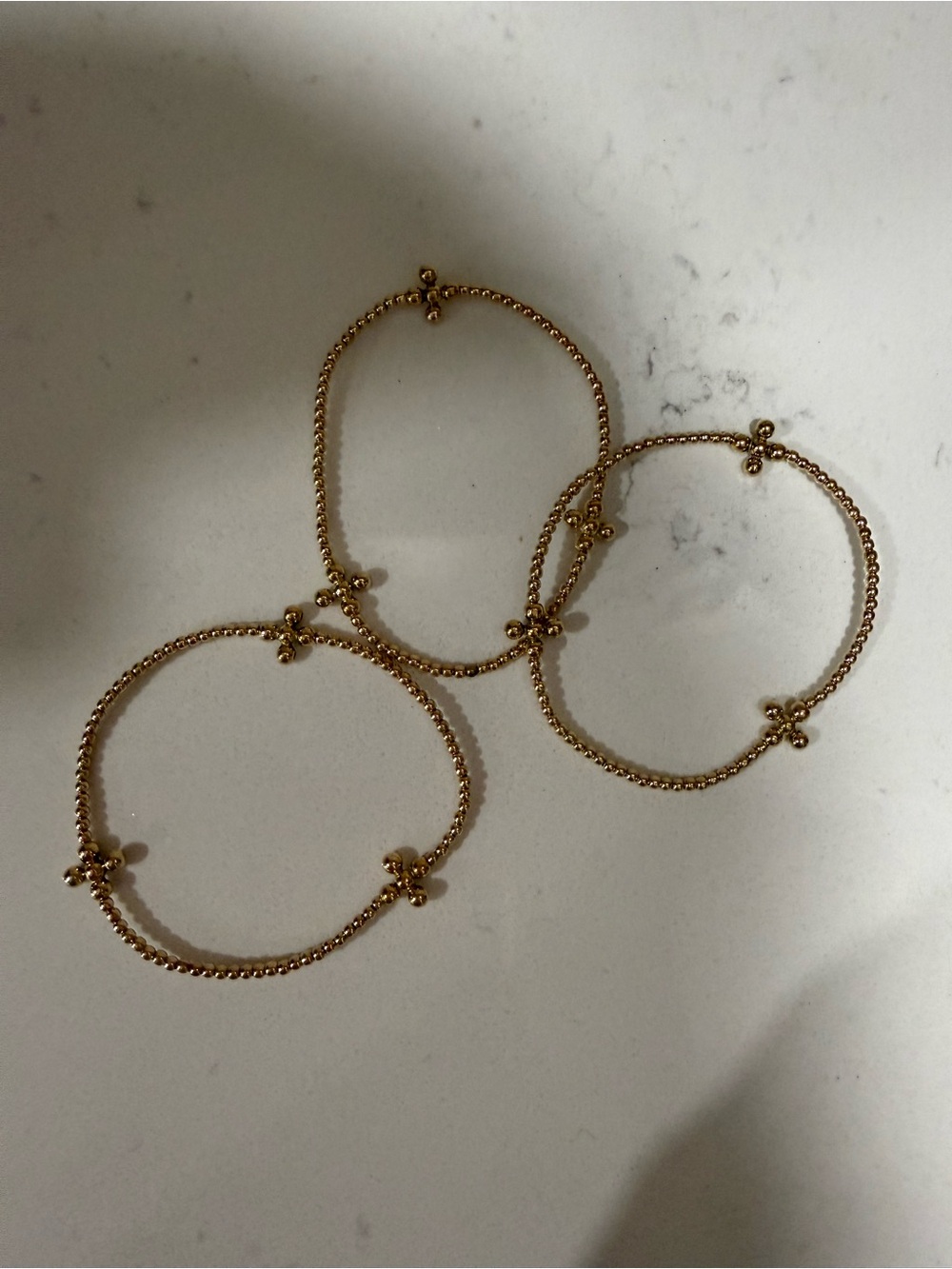 Delicate Gold Clover Accent Stretch Bracelet